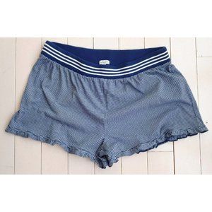 SPLENDID Striped Pyjama Lounge Sleepwear Ruffled Cotton Shorts Blue White ( L )
